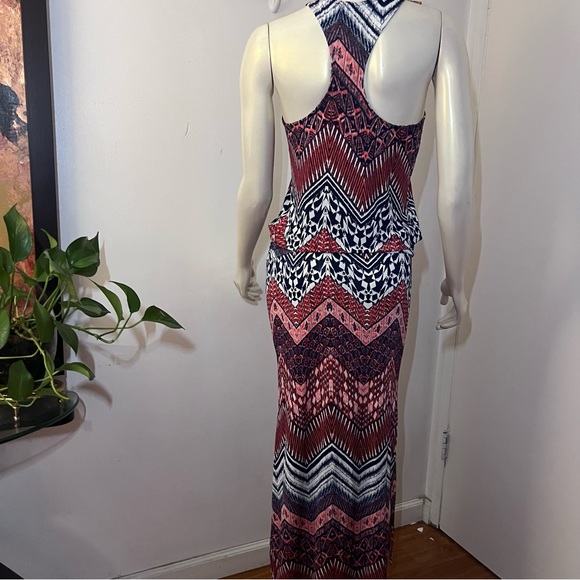 Veronica M Maxi Dress Chevron Print Maxi Full Length Dress Raceback Size Medium - Picture 6 of 10